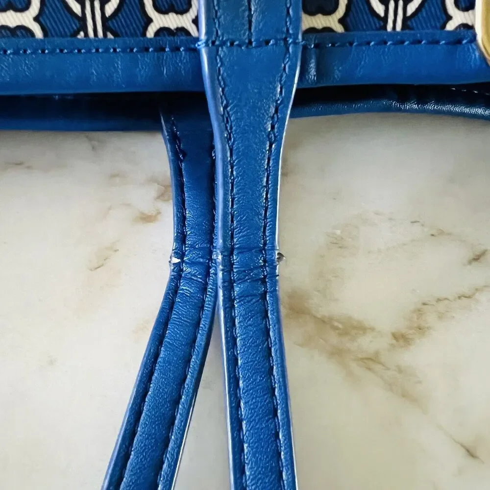 TORY BURCH Blue White Stripe Gemini Link Tote Bag